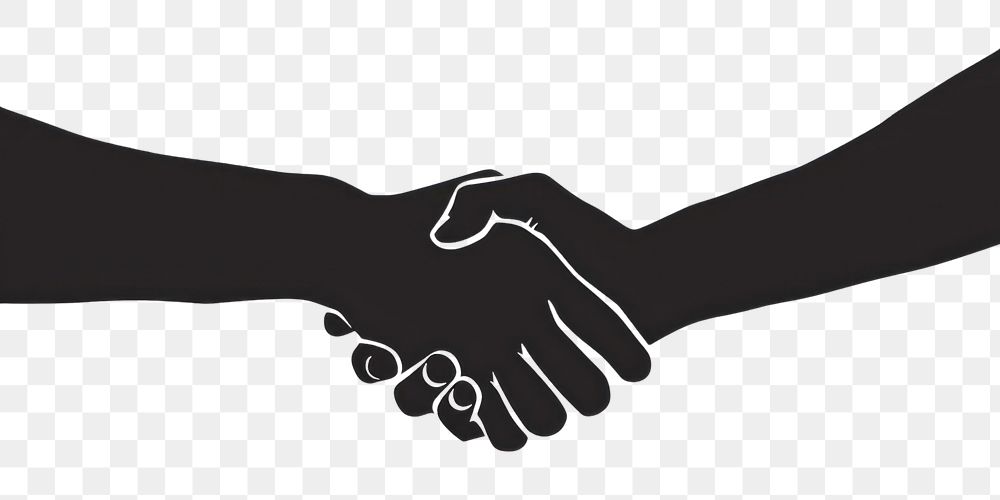 PNG A hand shaking silhouette handshake monochrome agreement.