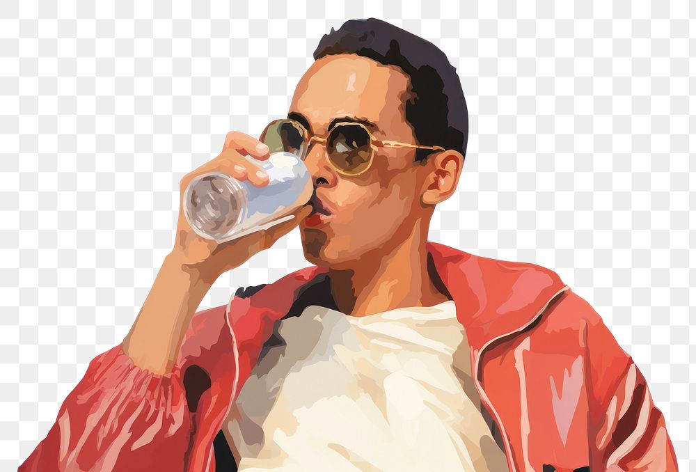PNG Man drinking soda can portrait adult refreshment.