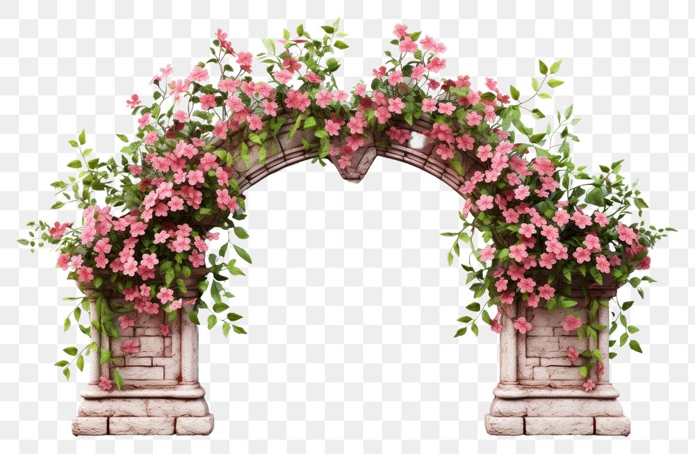 PNG Brick wall flower arch architecture