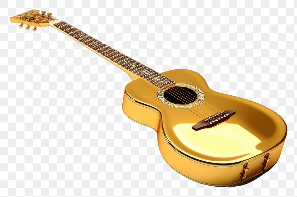 PNG Acoustic guitar gold white background performance.