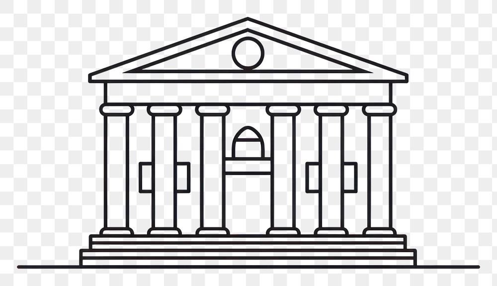 PNG Banking line logo icon architecture building drawing.