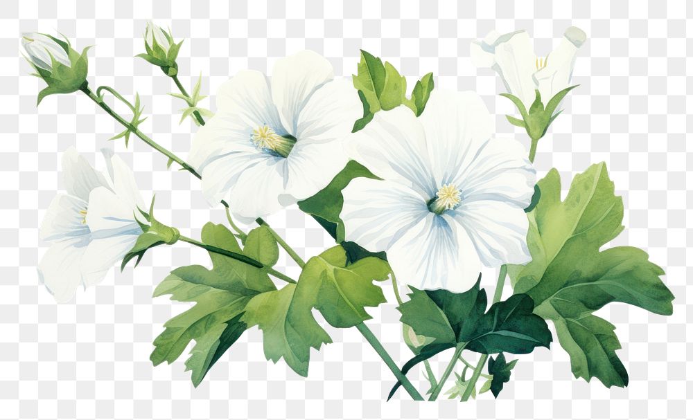 PNG White mallow flower plant herbs.