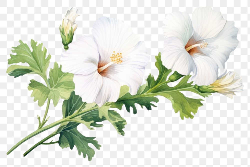 PNG White mallow hibiscus flower plant.