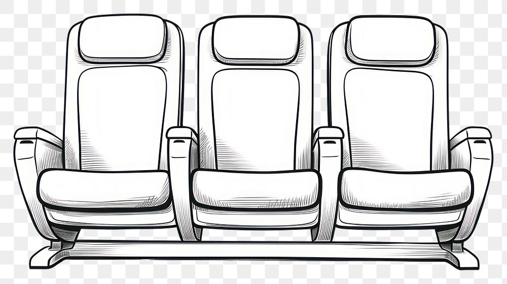 PNG Airplane seat sketch chair white background.