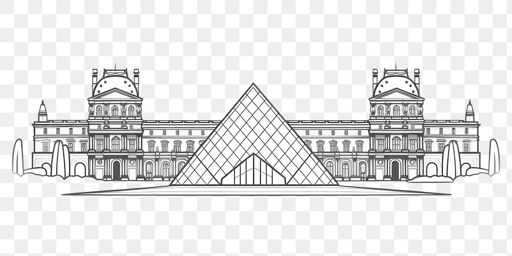PNG Louvre museum architecture building drawing.
