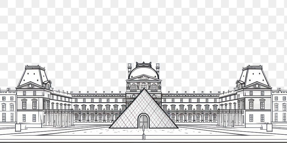 PNG Louvre museum architecture building drawing.