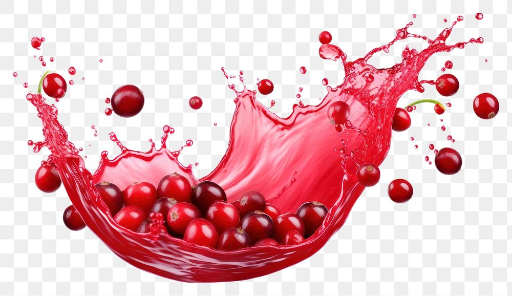 PNG Cranberry juice splashing cherry drop.