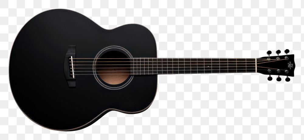 PNG Black acoustic guitar performance fretboard string.