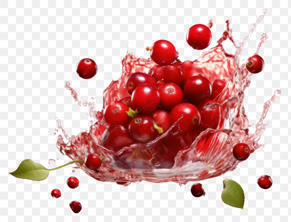 PNG Cranberry juice fruit splashing berries