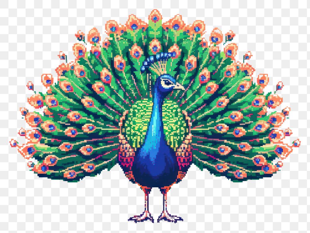 PNG Peacock pixel animal bird creativity.