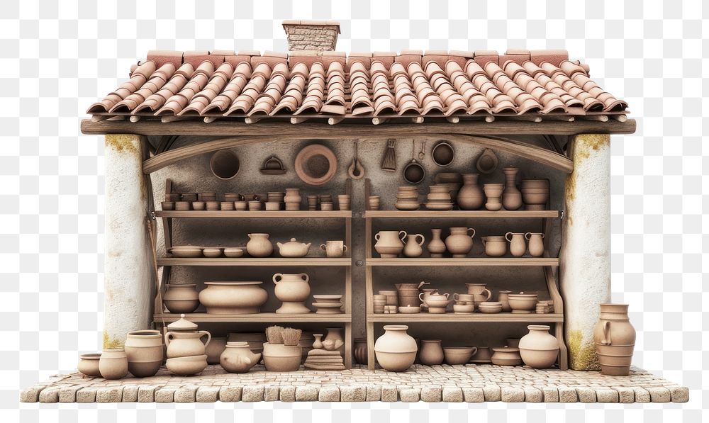 PNG Pottery shop white background architecture handicraft.