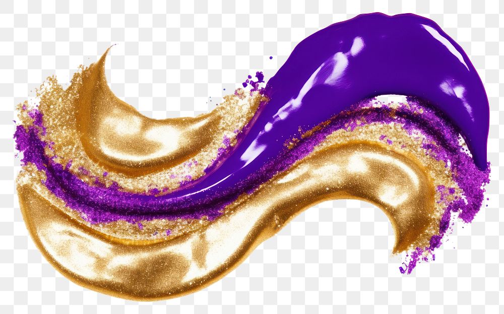 PNG Gold abstract brush stroke glitter purple violet.