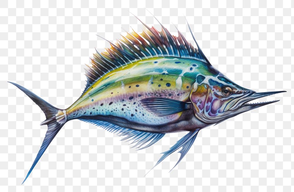PNG Marine life animal fish swordfish.