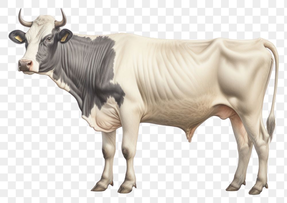 PNG Dairy cow color black and white livestock cattle mammal.