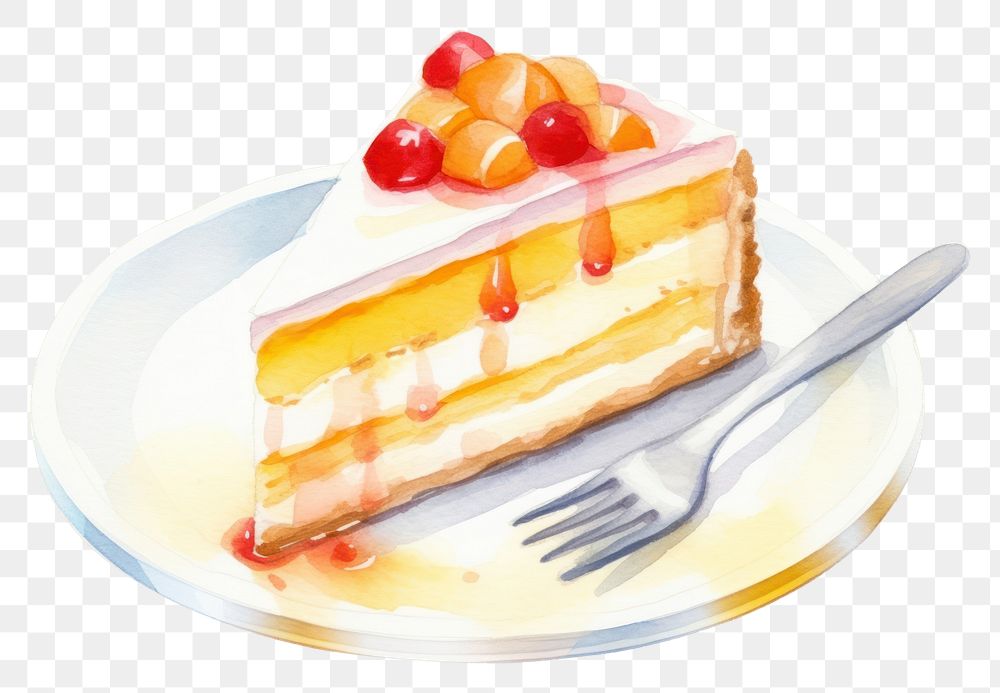 PNG Birthday cake plate cheesecake dessert.