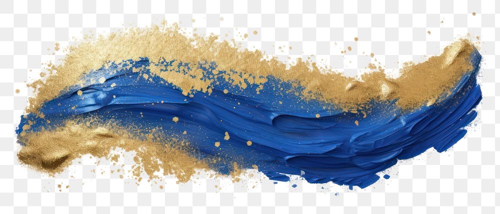 PNG Gold abstract brush stroke blue white background splattered.