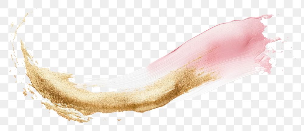 PNG Gold abstract brush stroke white background splattered cosmetics.