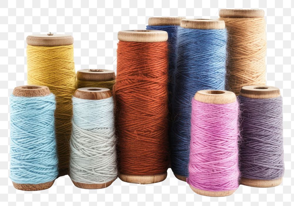PNG Silk yarn bobbins linen wool white background.