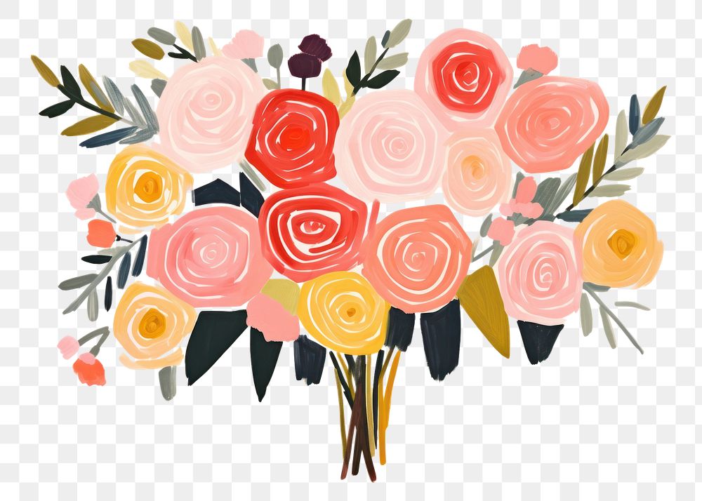 PNG Rose bouquet art painting pattern.
