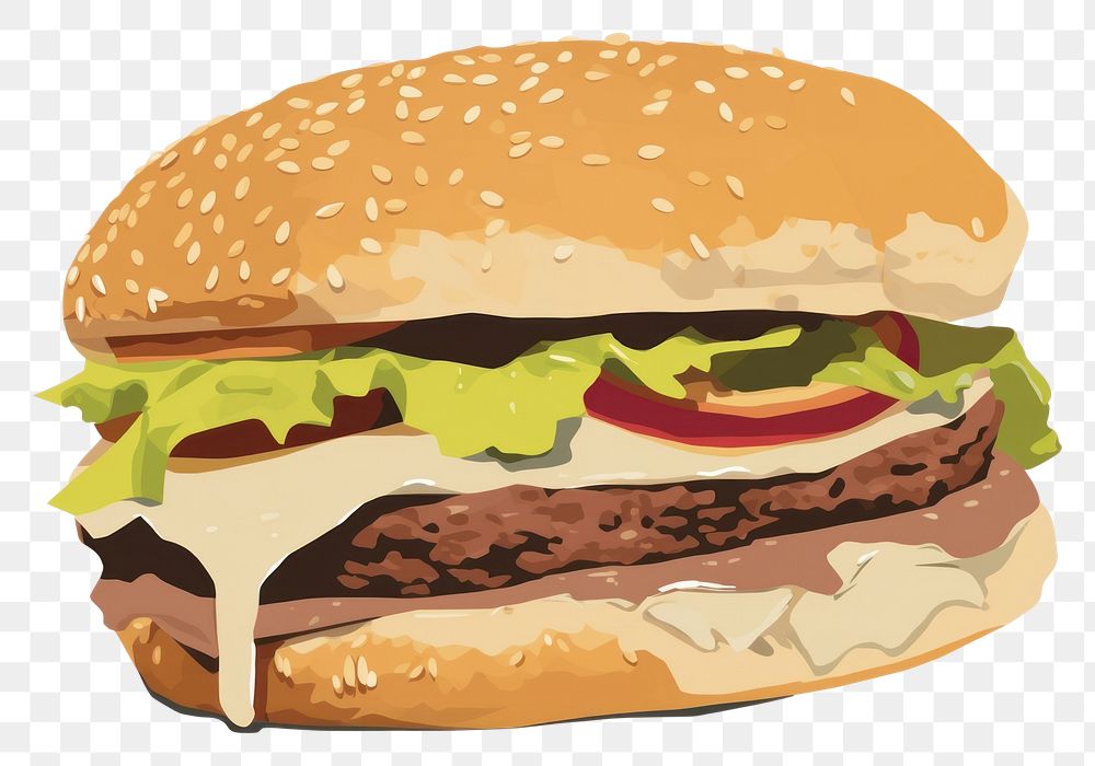 PNG Burger food white background hamburger.