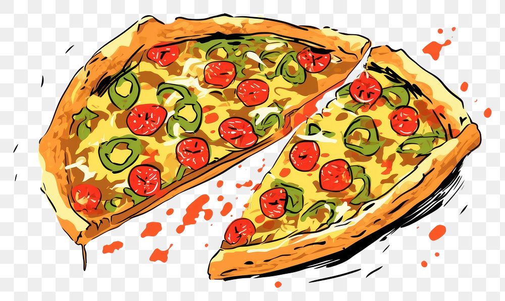 PNG Pizza food vegetable pepperoni.