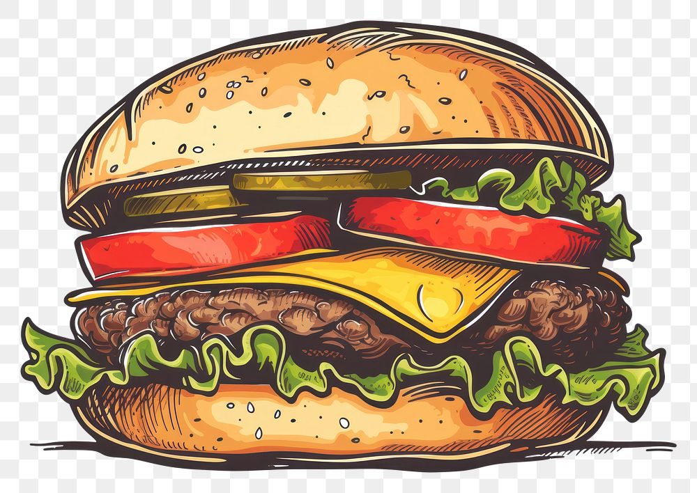 PNG Aesthetic burger vector icon food hamburger vegetable.