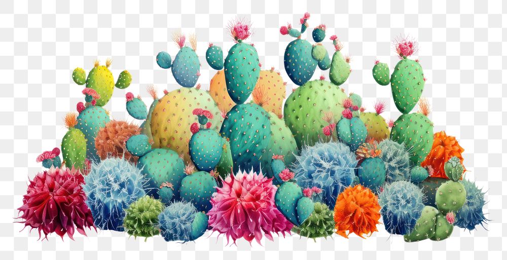 PNG  Cactus plant white background creativity.
