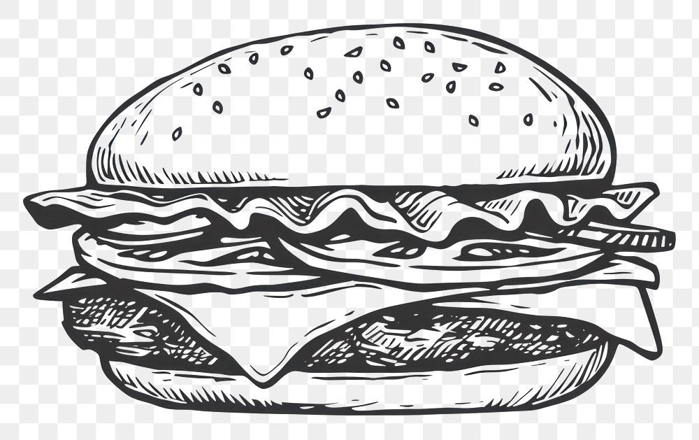 PNG Minimal line burger drawing sketch food.