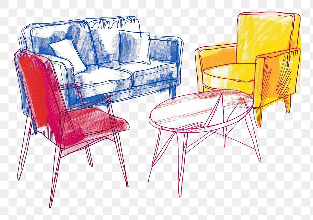PNG Minimal line furniture drawing sketch chair.