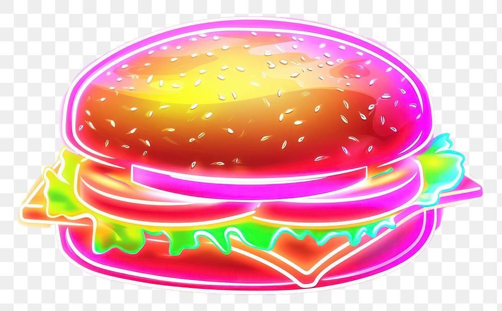 PNG Neon burger vector icon food white background illuminated.