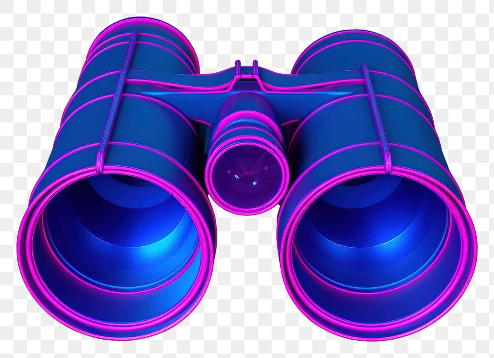 PNG  Neon binoculars wireframe purple light magnification.