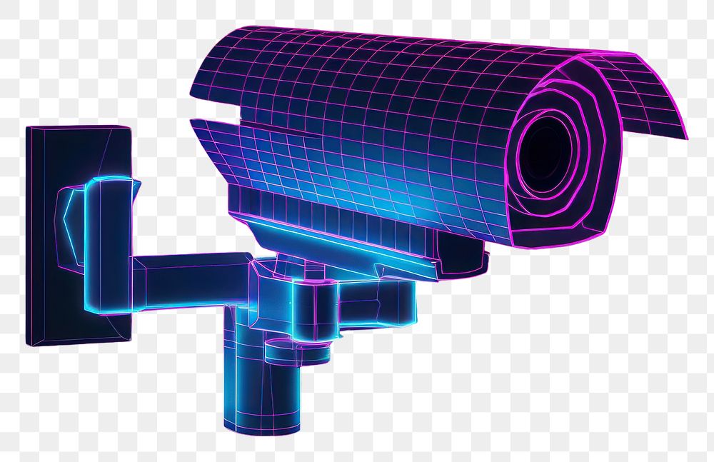 PNG  Neon cctv wireframe light diagram surveillance.