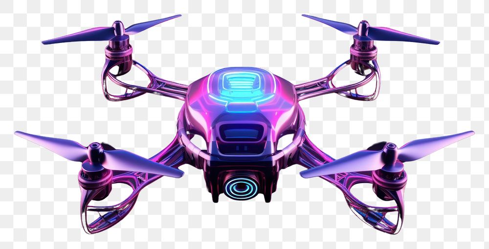 PNG  Neon drone wireframe light aircraft vehicle