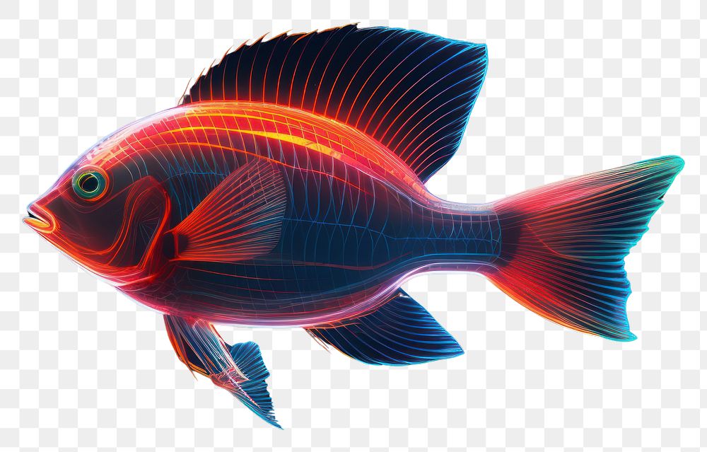 PNG  Neon fish wireframe animal pomacentridae pomacanthidae.