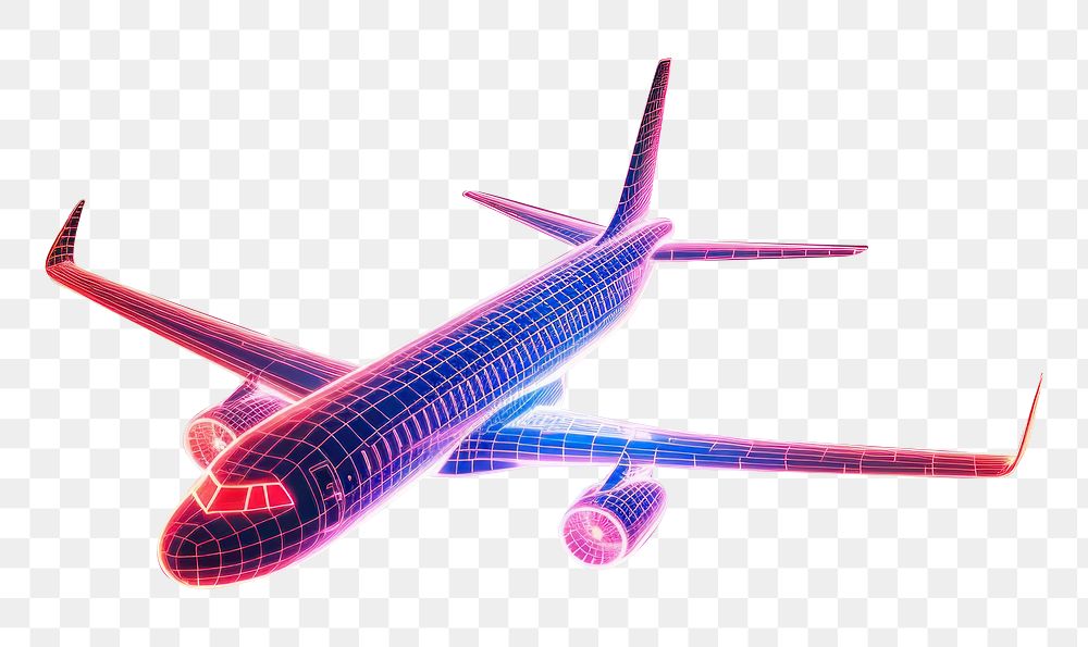 PNG  Neon plane wireframe airplane aircraft airliner.