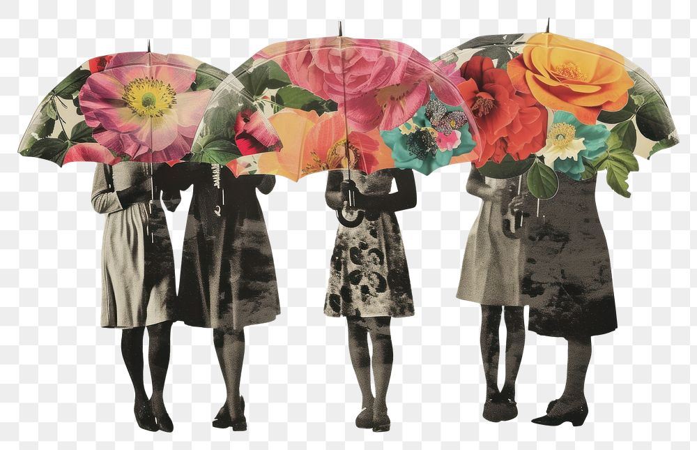 PNG Flower art umbrella holding