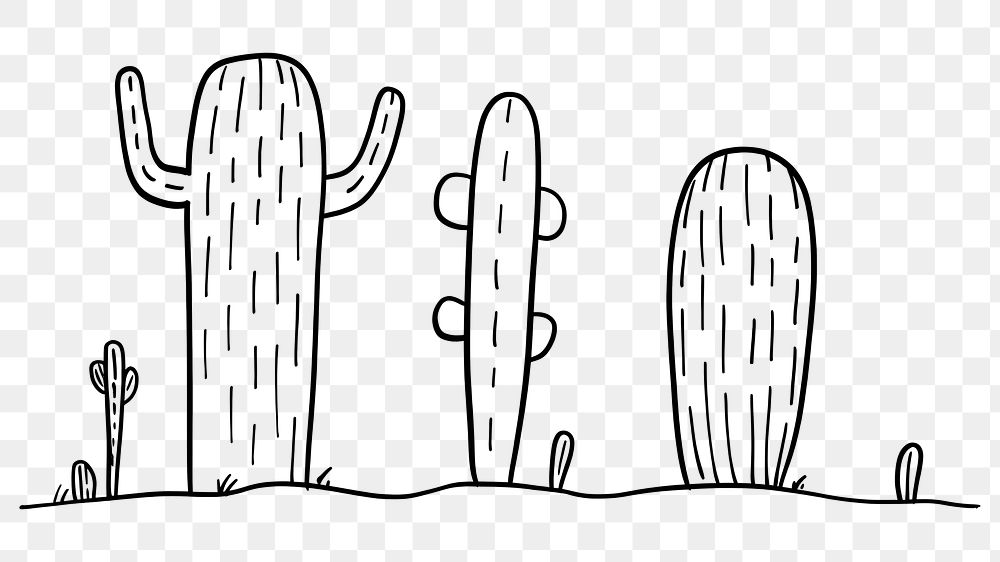 PNG Cactus sketch drawing doodle.