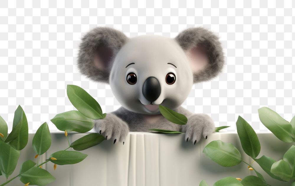 PNG Cute baby koala bear background wildlife cartoon animal.