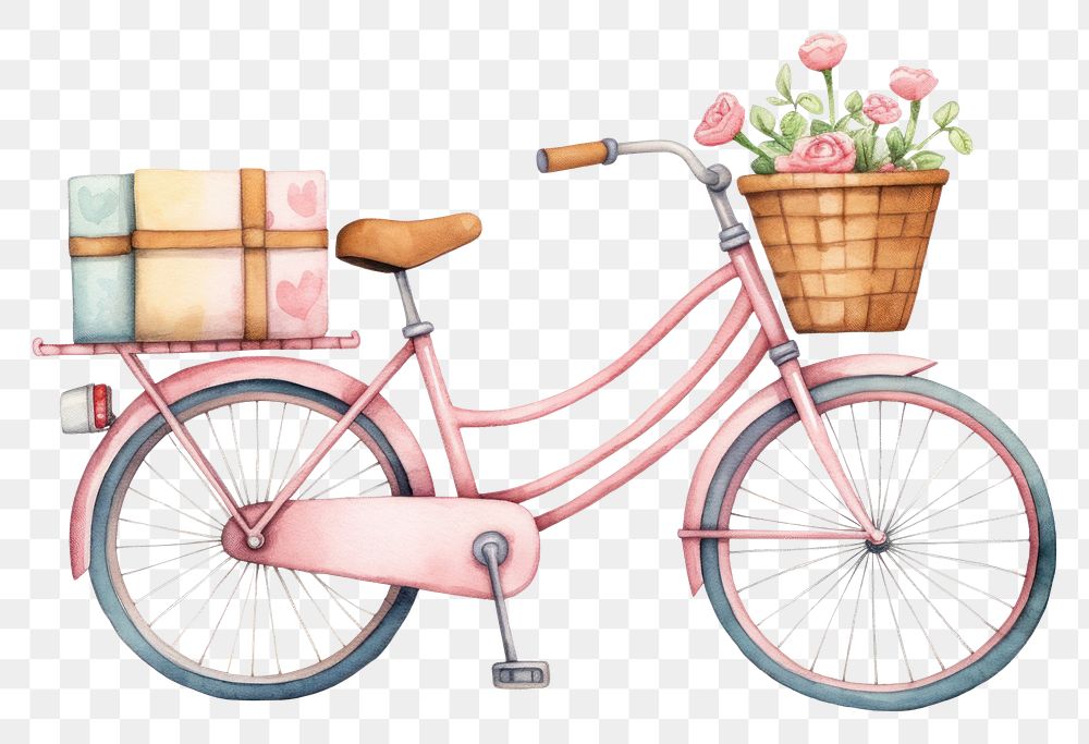 PNG Cute bicycle delivery box vehicle wheel transportation