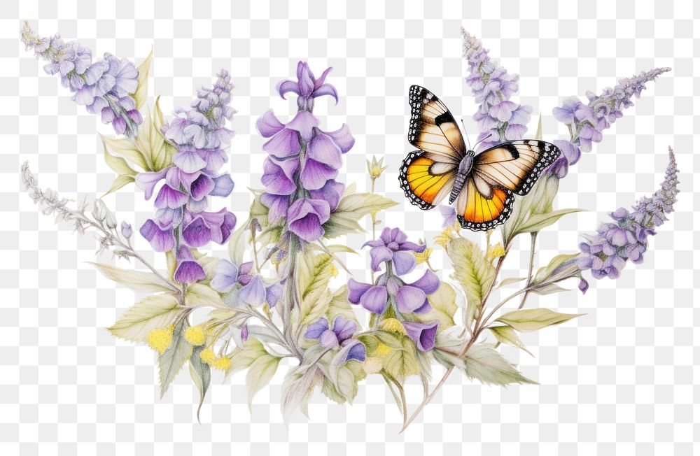 PNG A butterfly flower lavender insect.