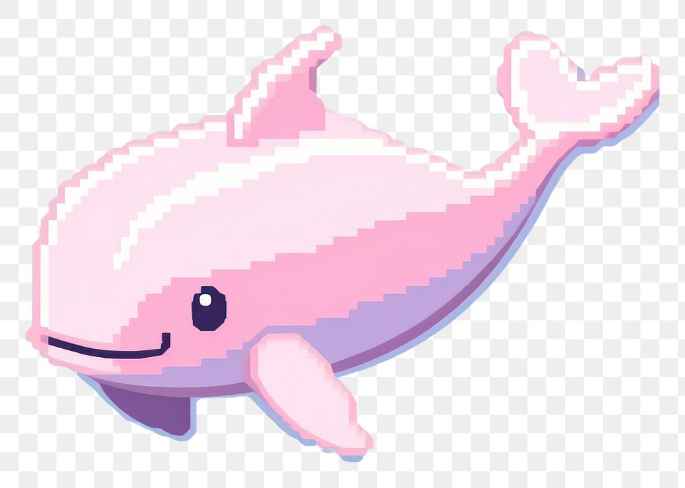 PNG Whale pixel dolphin animal underwater.