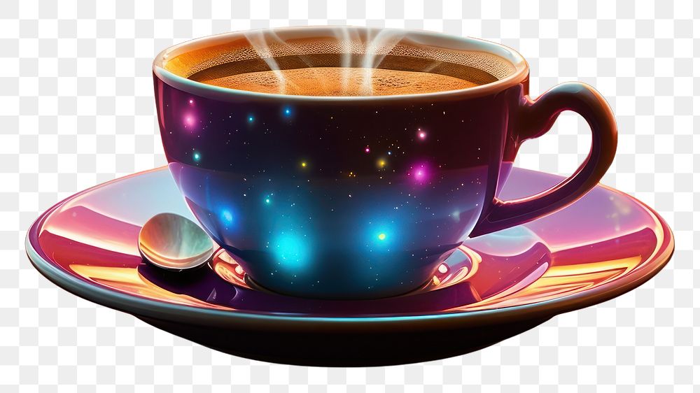 PNG Airbrush art of a coffee cup saucer drink mug.