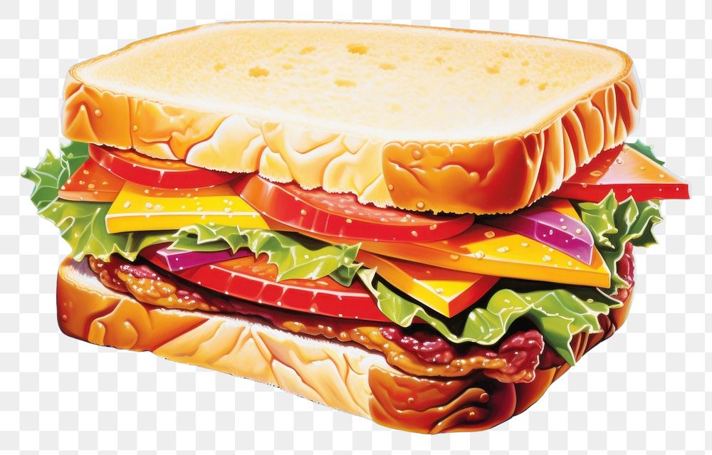 PNG Airbrush art of a sandwich food meal advertisement.