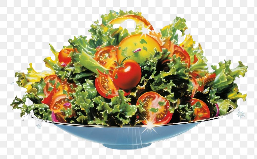PNG Airbrush art of a salad plant plate food.