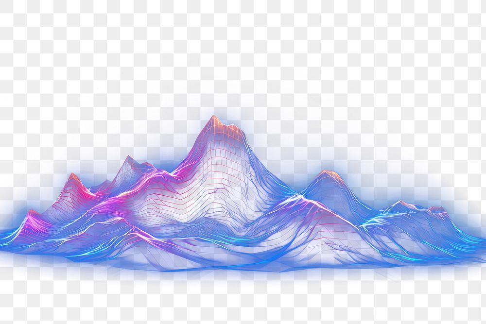 PNG  Neon mountain wireframe pattern light landscape.