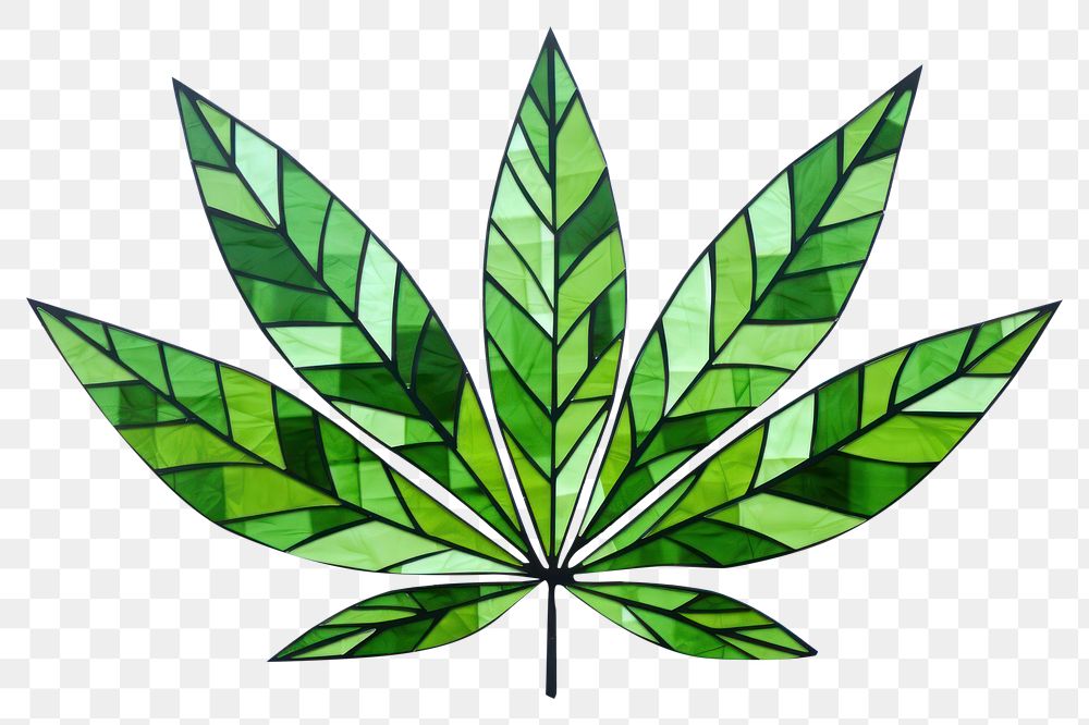 PNG Mosaic tiles of cannabis shape plant herbs.