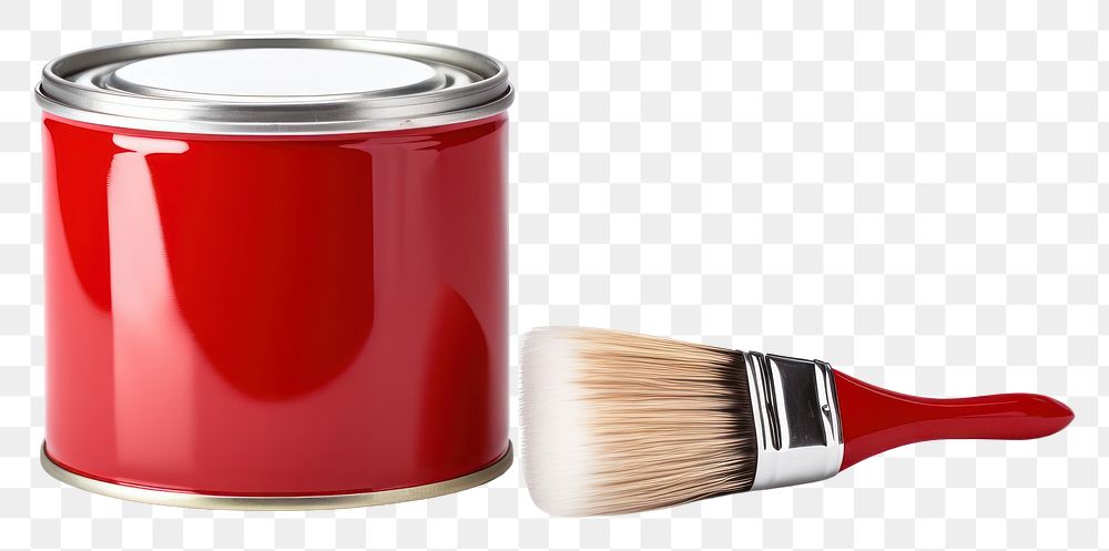PNG Red paint can and brush tool red white background.
