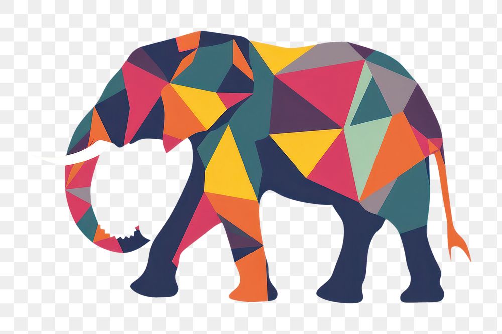 PNG Aesthetic geometric elephant art cartoon mammal.