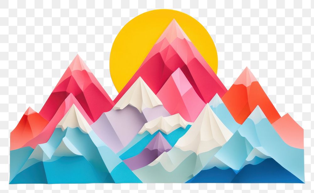 PNG Snow mountain origami paper art.