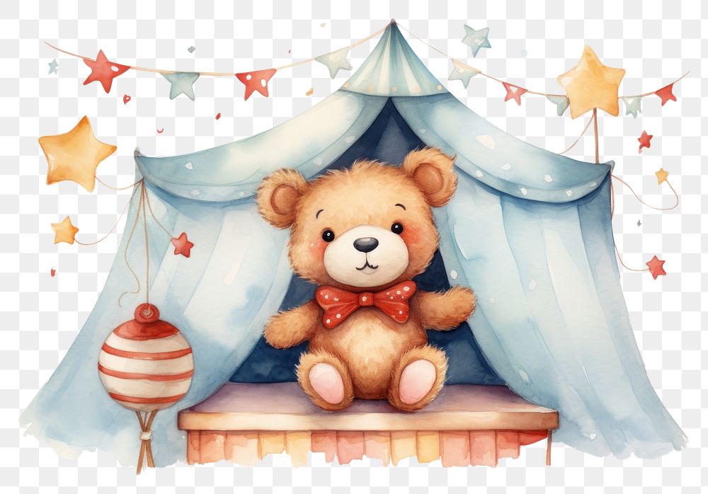 PNG Bear circus doodle cartoon tent cute.